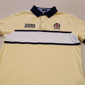 Tommy Hilfiger Men's Polo in Yellow and Navy with Embroidered Logo Size Large